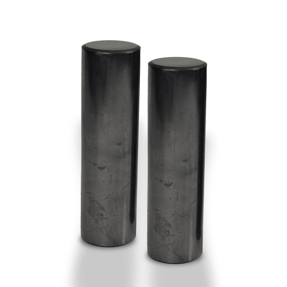 Shungite World two polished cylinders for grounding during meditation.