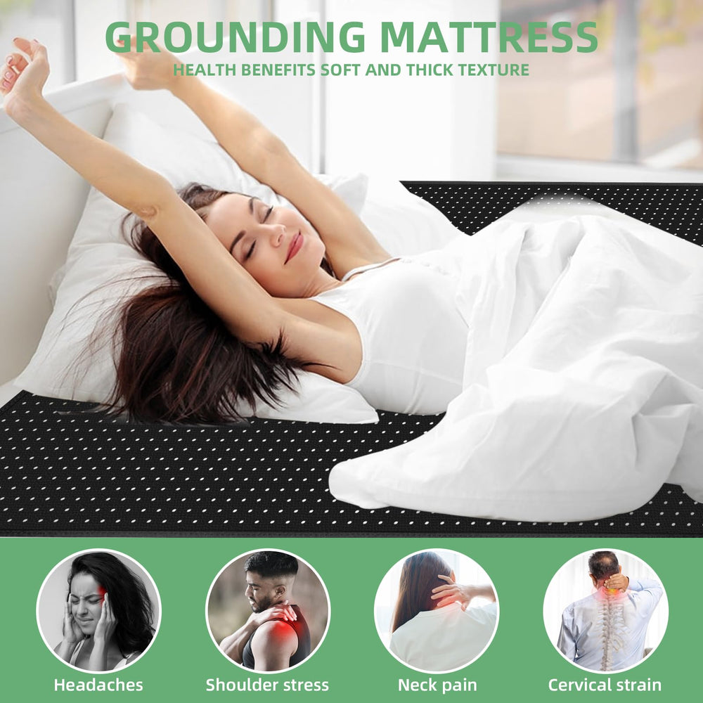 User placing SHUOGVER mat on bed, wearing breathable socks for best contact