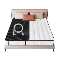 SHUOGVER grounding mat on a queen bed with brown faux leather finish for restful sleep
