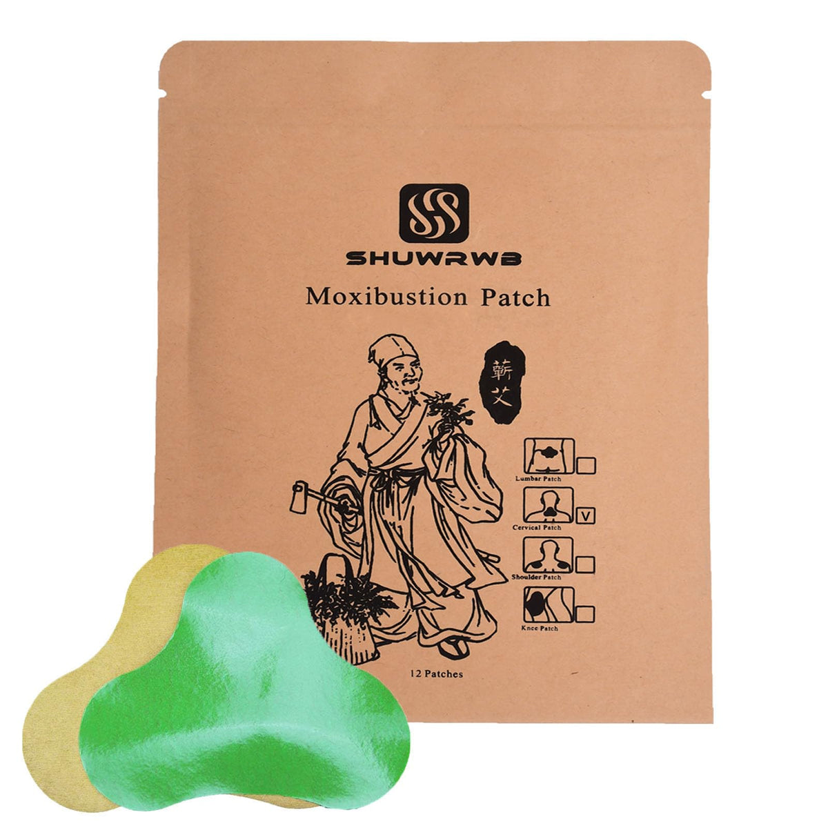 SHUWRWB moxibustion patch bag shows 12 patches for convenient relief on the go.