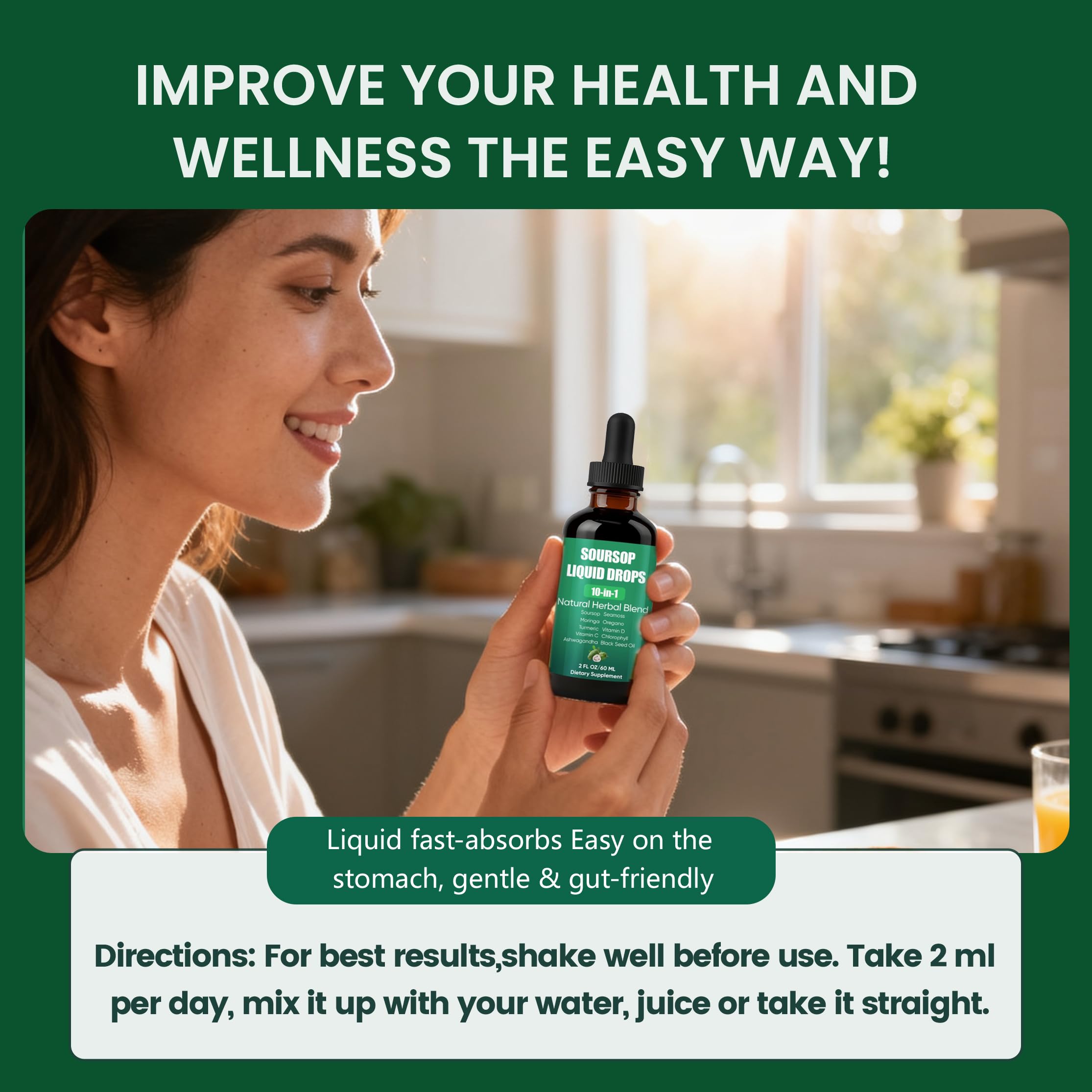 Shwfhi Soursop 10-in-1 drops sea moss turmeric blend visual emphasizes nourishing botanicals.