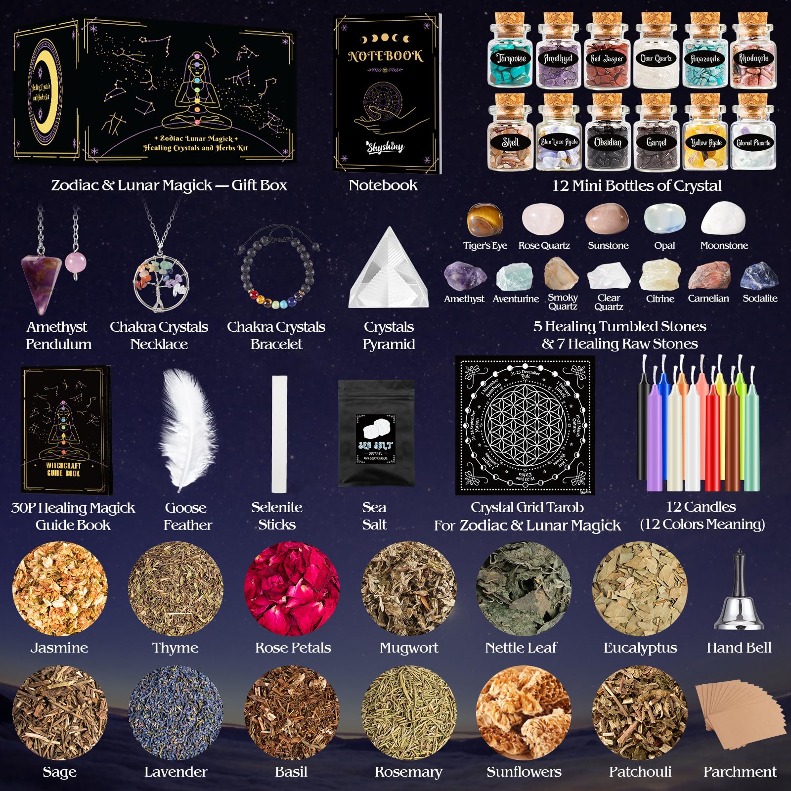 SHYSHINY dried herbs collection for spells and moon rituals enhances focus.
