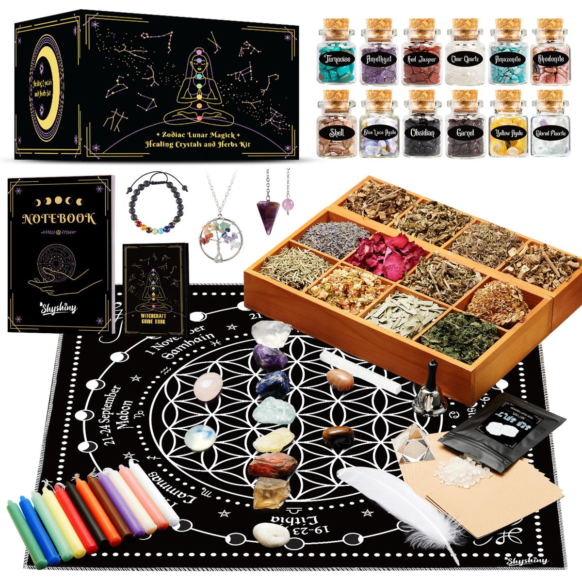 SHYSHINY Witchcraft kit contents for beginners support ritual setup and learning.