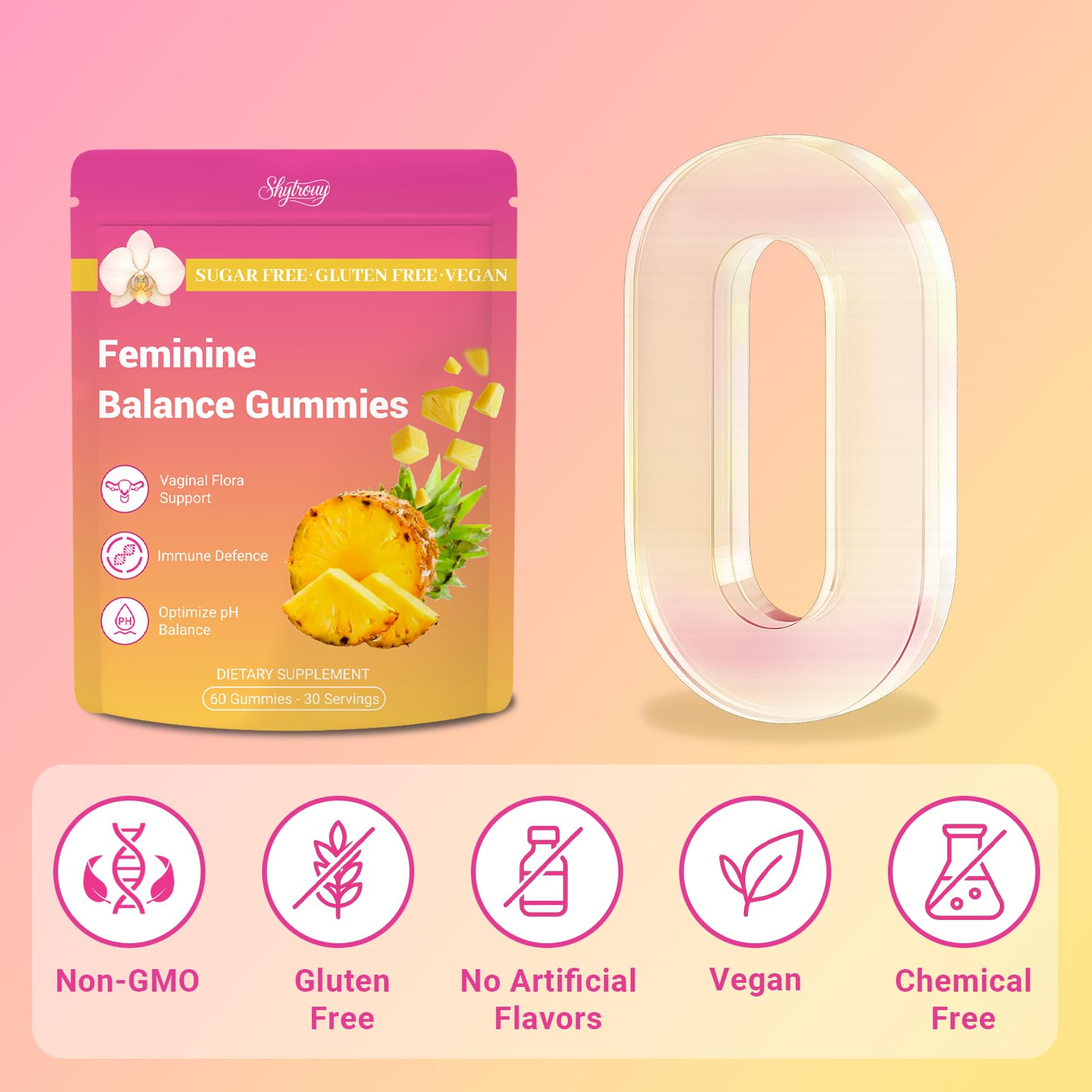 Gummy close-up highlighting tropical pineapple flavor