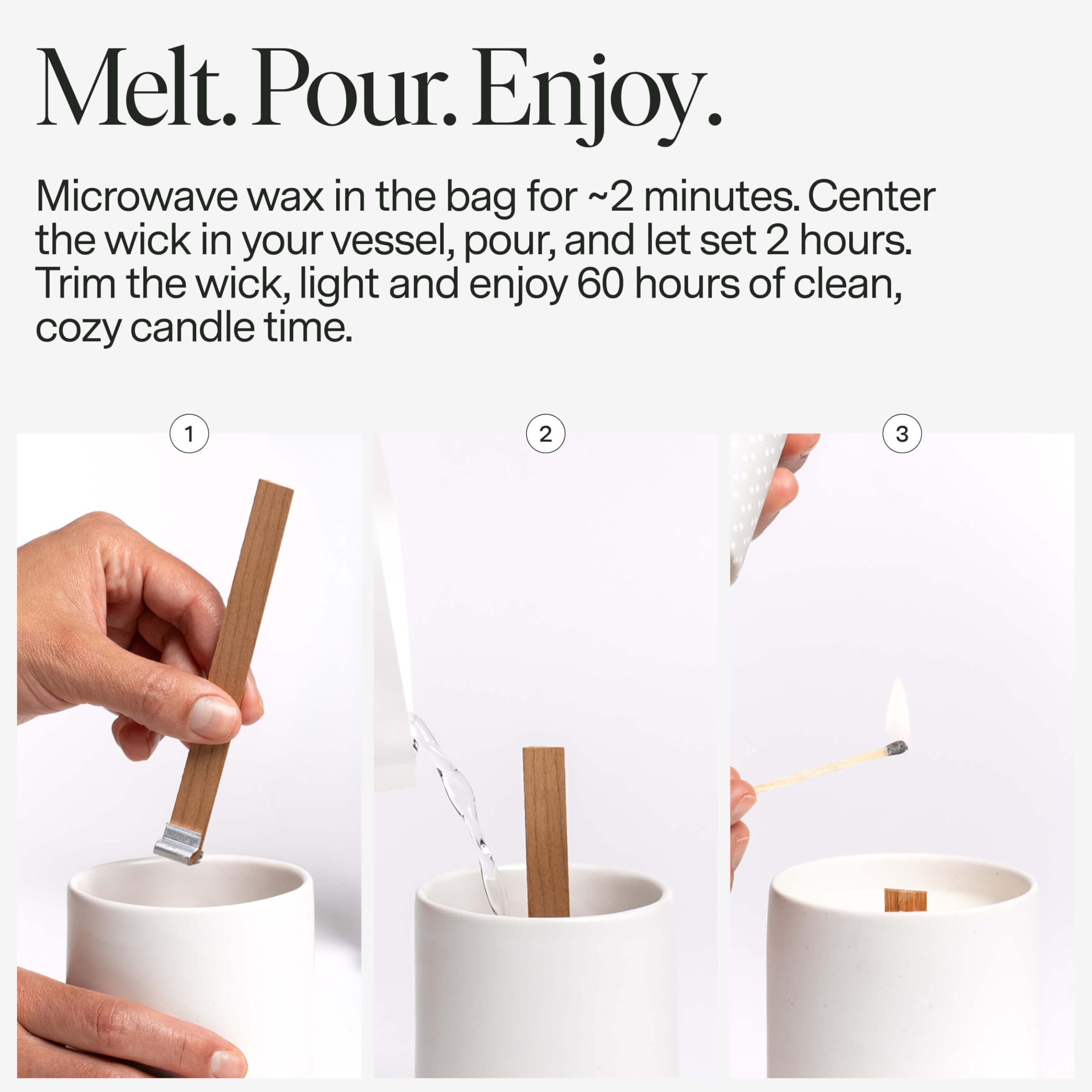 Pouring Sib-lings candle wax into a vessel to customize ambience