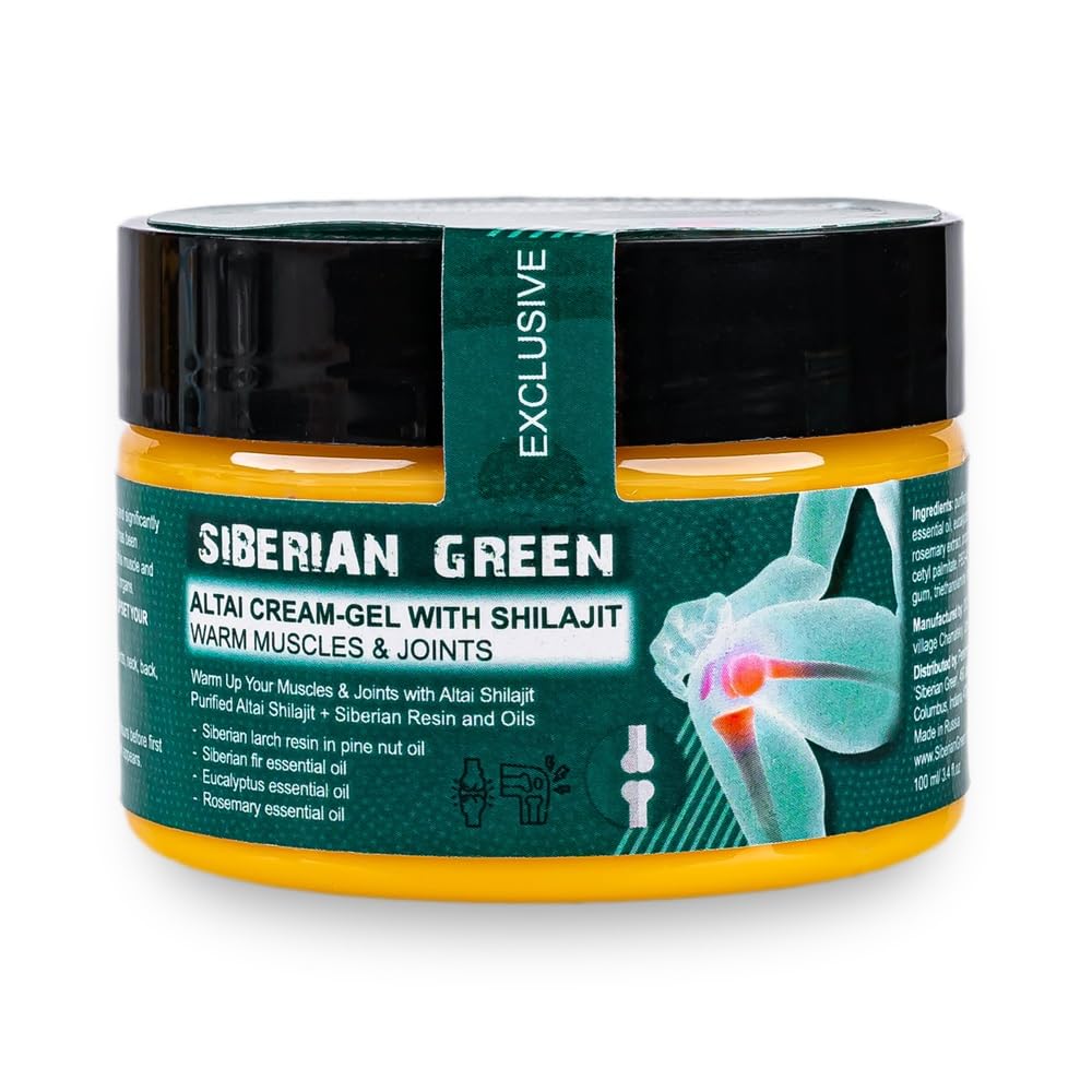 Siberian Green Altai Cream-Gel applied on arm for massage use