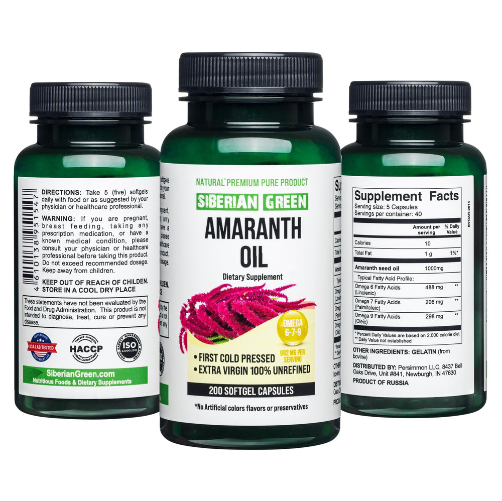 Siberian Green amaranth oil origin from Siberia Altai highlights pristine sourcing.