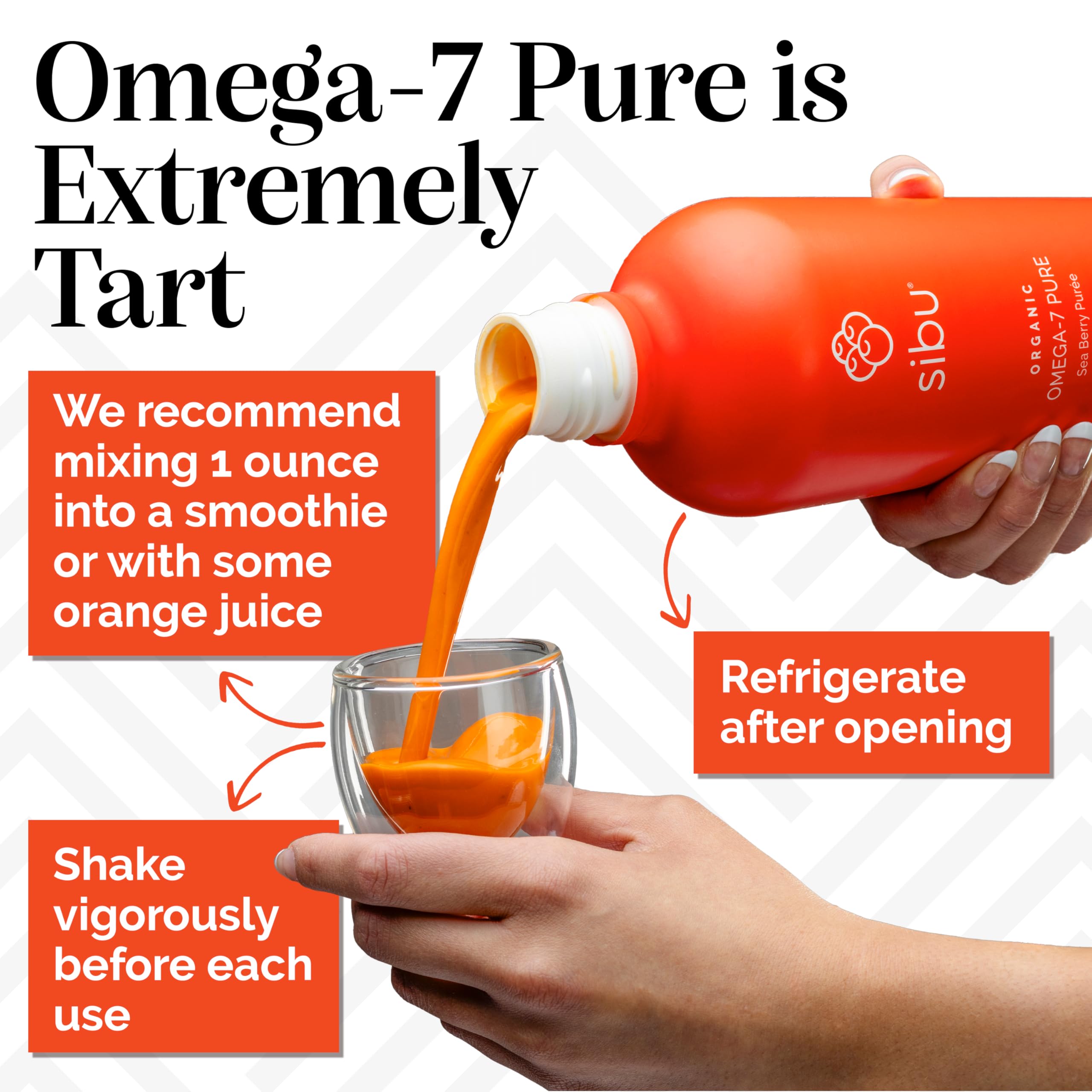 SIBU Omega-7 Pure bottle on counter conveys premium, additive-free nutrition