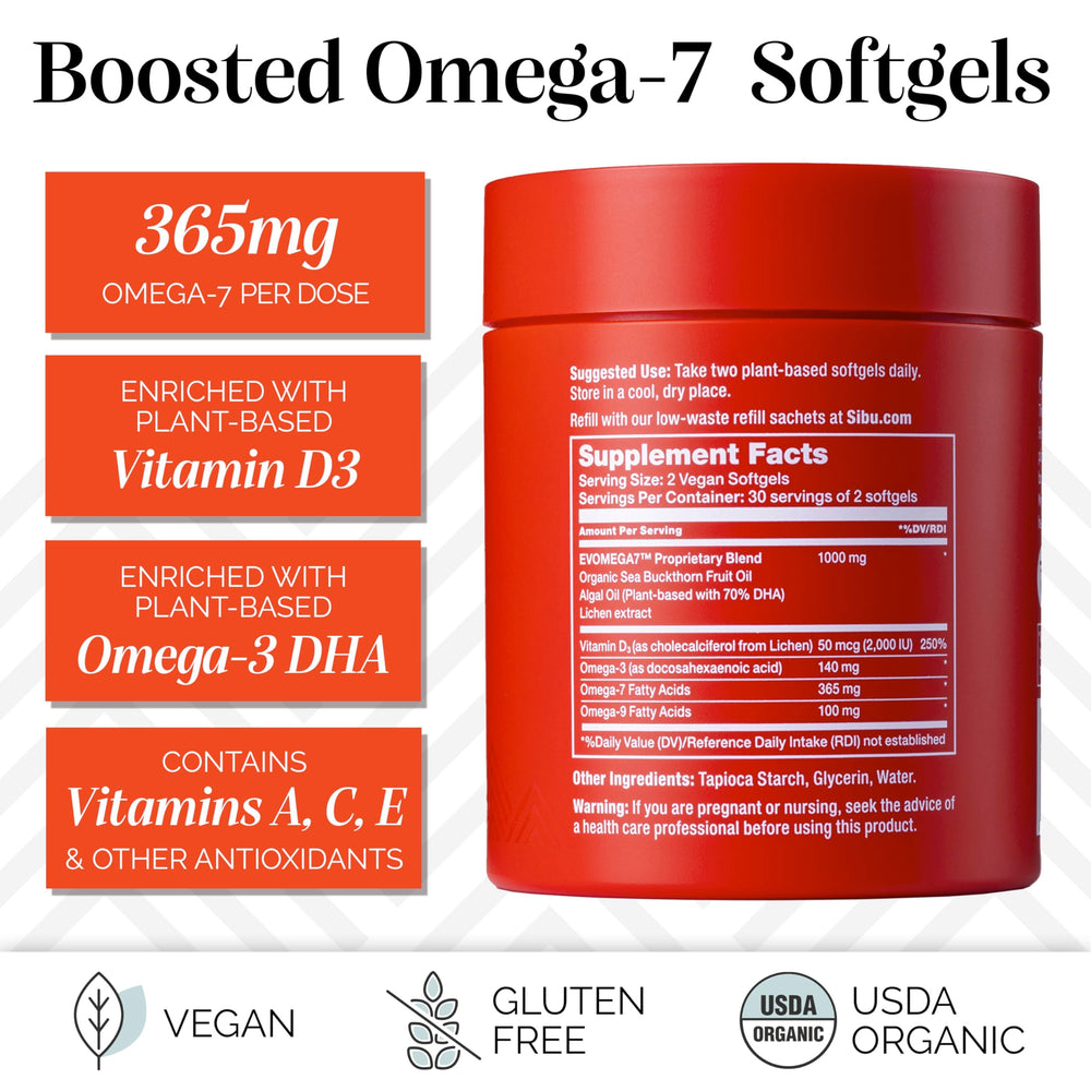 Sibu plant-based Vitamin D3 DHA softgels — supports bone, heart, and brain wellness