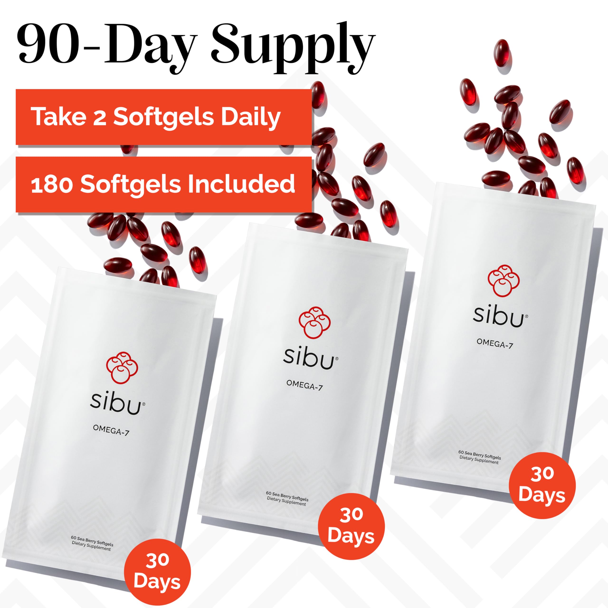 Sibu Sea Buckthorn Omega-7 softgel ingredients emphasize no GMOs or sulfites.