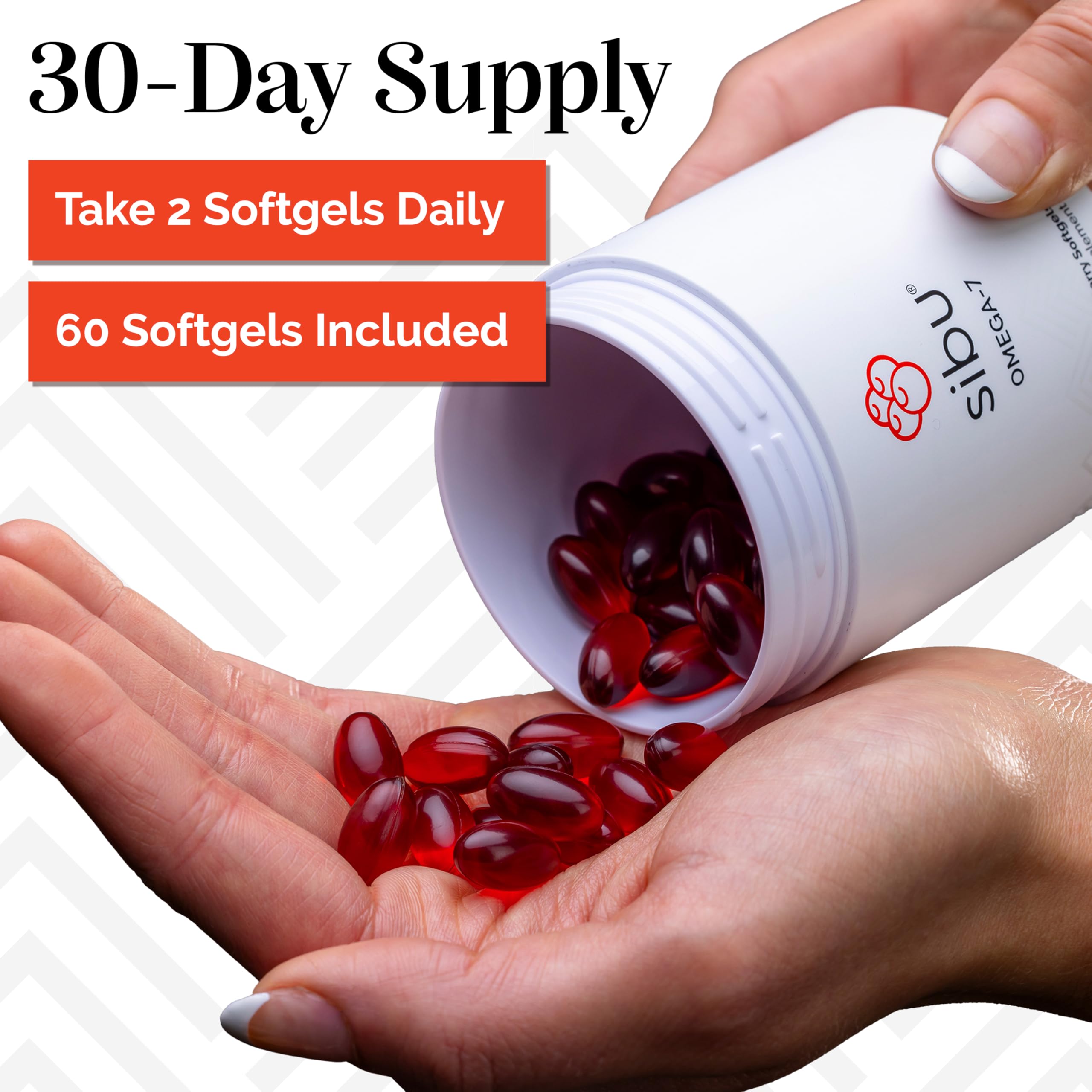 Sibu Sea Buckthorn Omega-7 softgels for daily use and hydration support.
