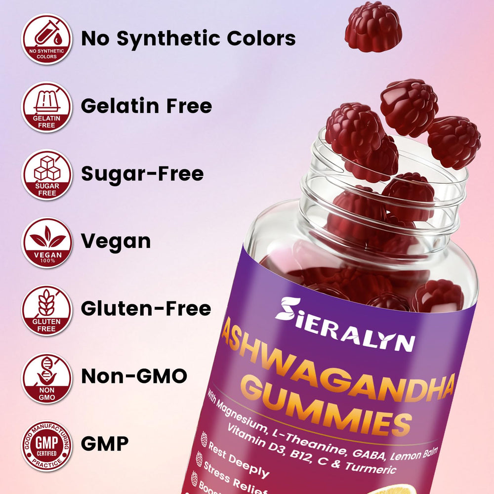 Sieralyn Ashwagandha Gummies raspberry lemon flavor close-up for tasty daily routine