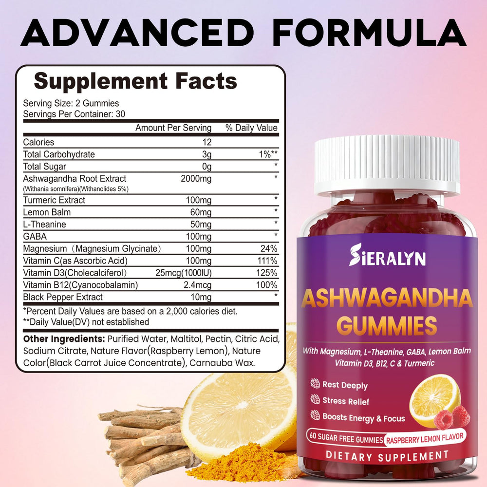 Sieralyn Ashwagandha Gummies two-gummies serving for convenient daily dose