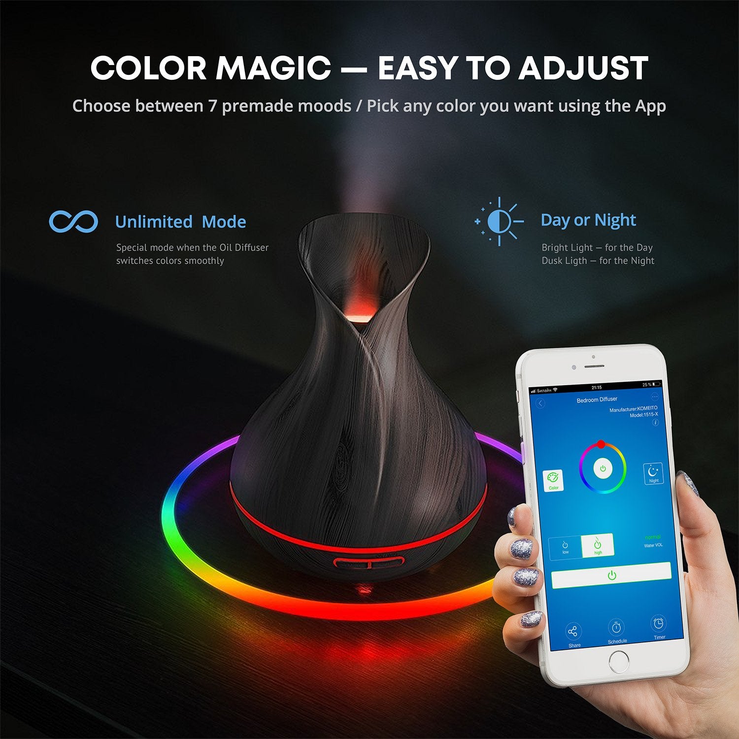 Sierra Modern Home diffuser app control to schedule mist