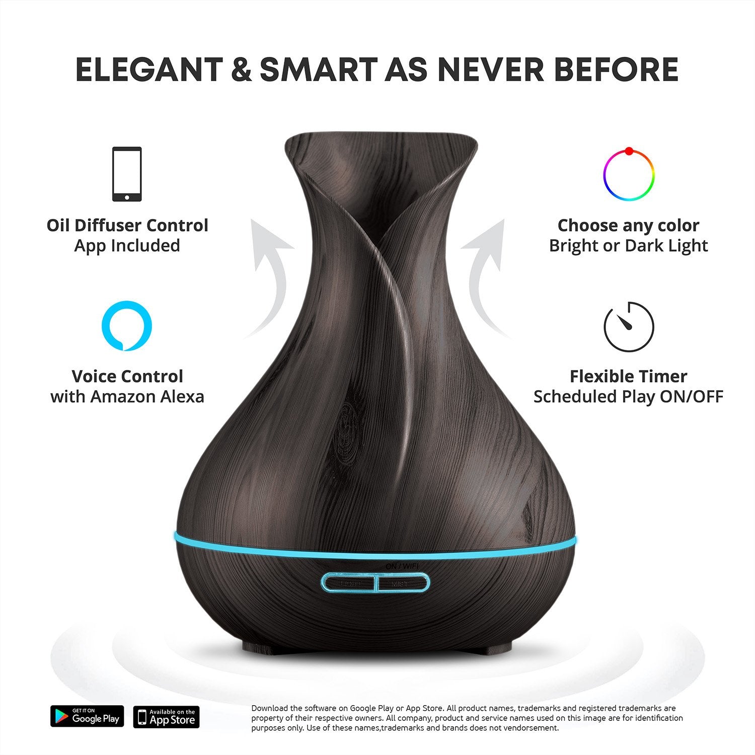 Sierra Modern Home diffuser LED color cycle for ambient lighting