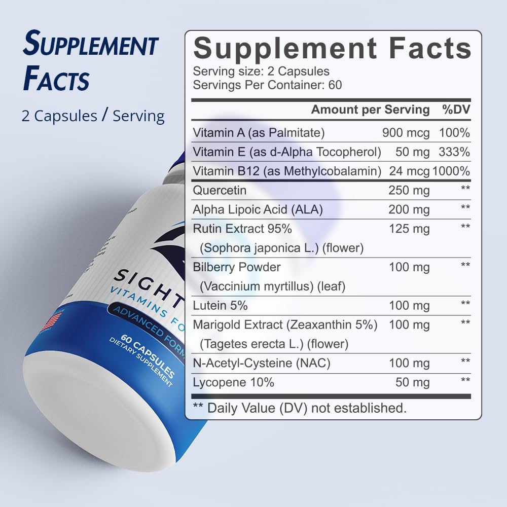 SightCare AREDS2 eye health capsules pack for macular support and blue light filtration.