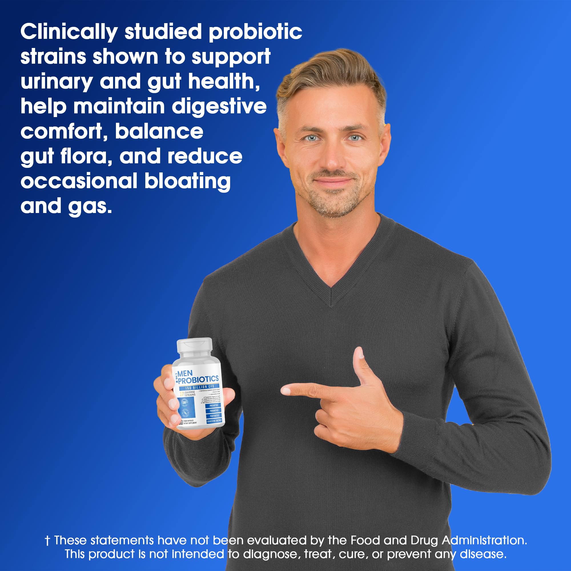 SigmaBiotics Probiotics Men digestive enzymes packet highlighting nutrient uptake and comfort.