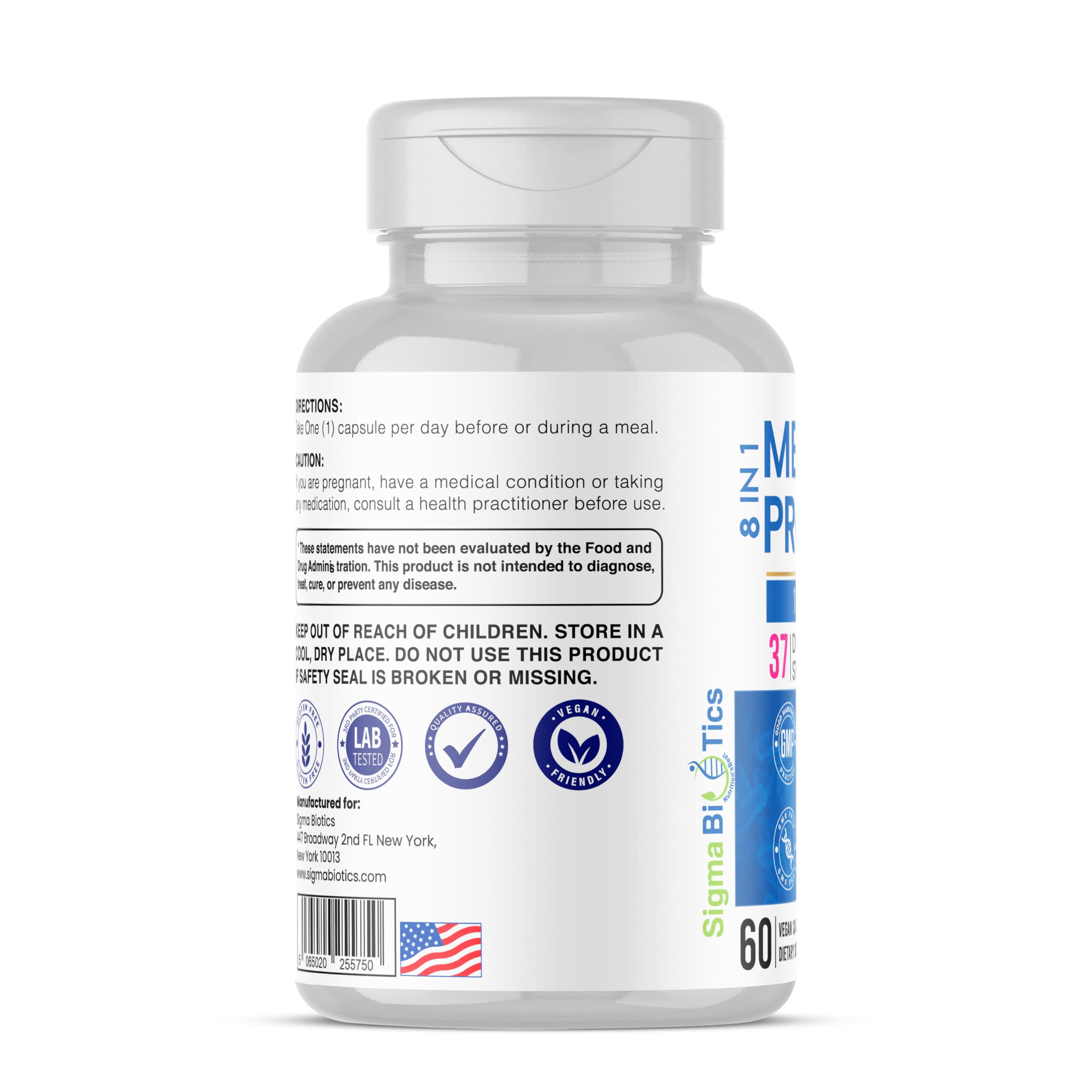 SigmaBiotics Probiotics Men bottle emphasizing immune-focused, daily-use benefits.