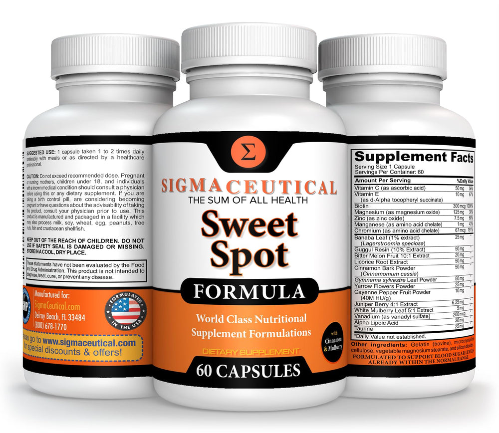 Sigmaceutical white mulberry leaf extract capsules supporting steady glucose response.