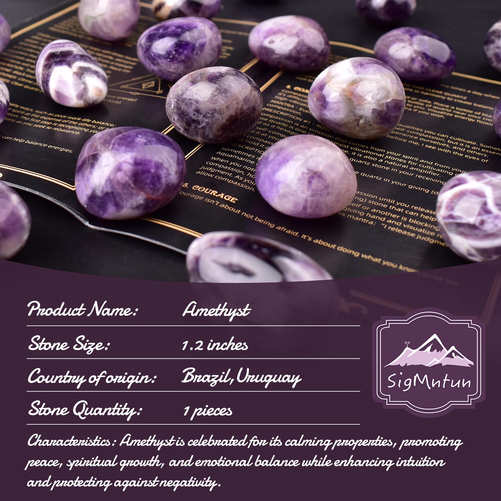 SigMntun amethyst palm stone for meditation, promoting mindful breathing and centered energy.