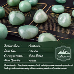 SigMntun aventurine tumbled gemstone used for meditation and grounding.