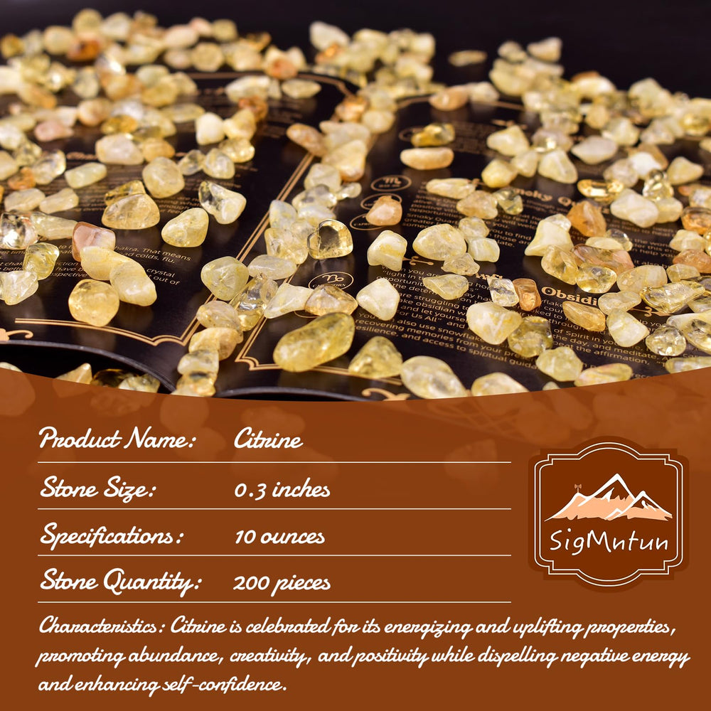 SigMntun citrine chips closeup with glossy finish for tactile handling.