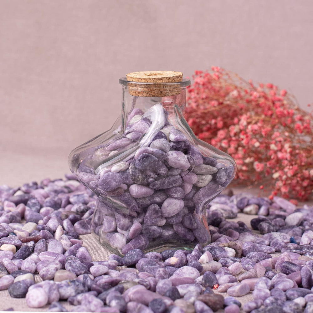 SigMntun Lepidolite crystals ideal for crystal healing displays.