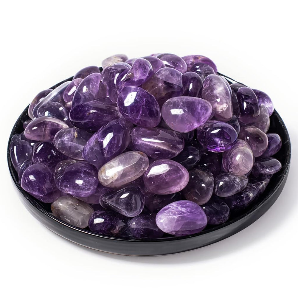 SigMntun Deep Amethyst stones closeup for meditation and chakra balance.