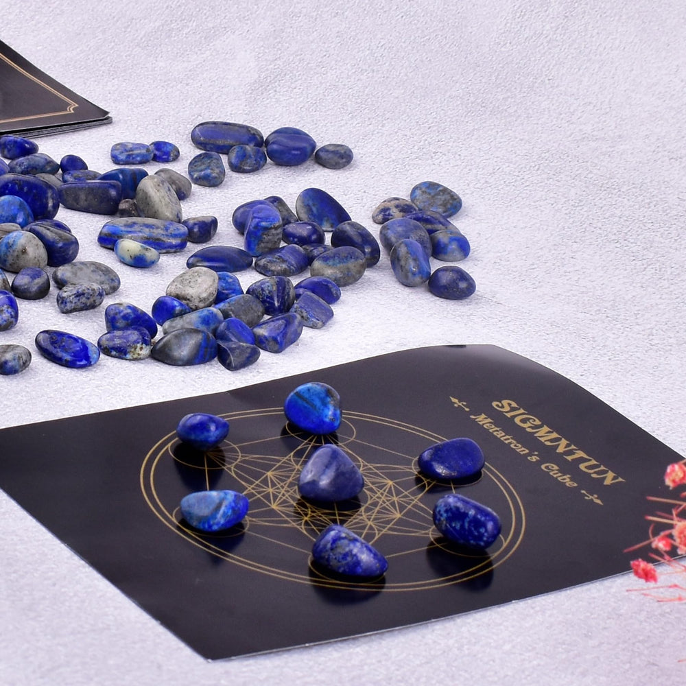 SigMntun lapis lazuli tumbled stones display for chic home decor and effortless styling