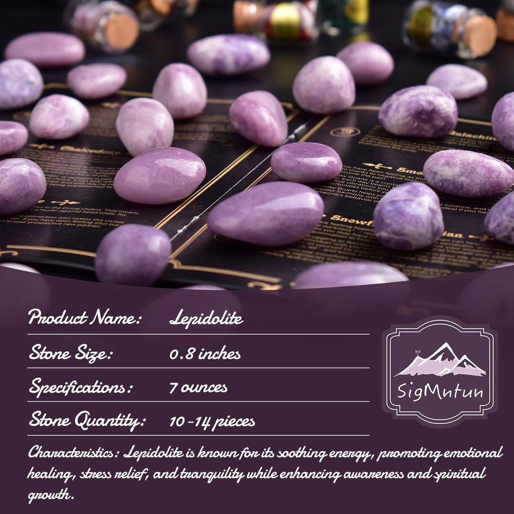 SigMntun Lepidolita: cristales para Reiki y prácticas de relajación.