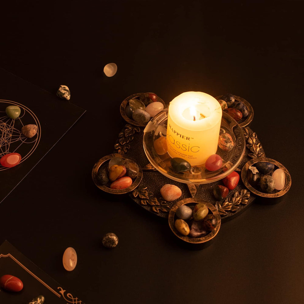 SigMntun crystal chips on a shelf to enhance room ambiance.