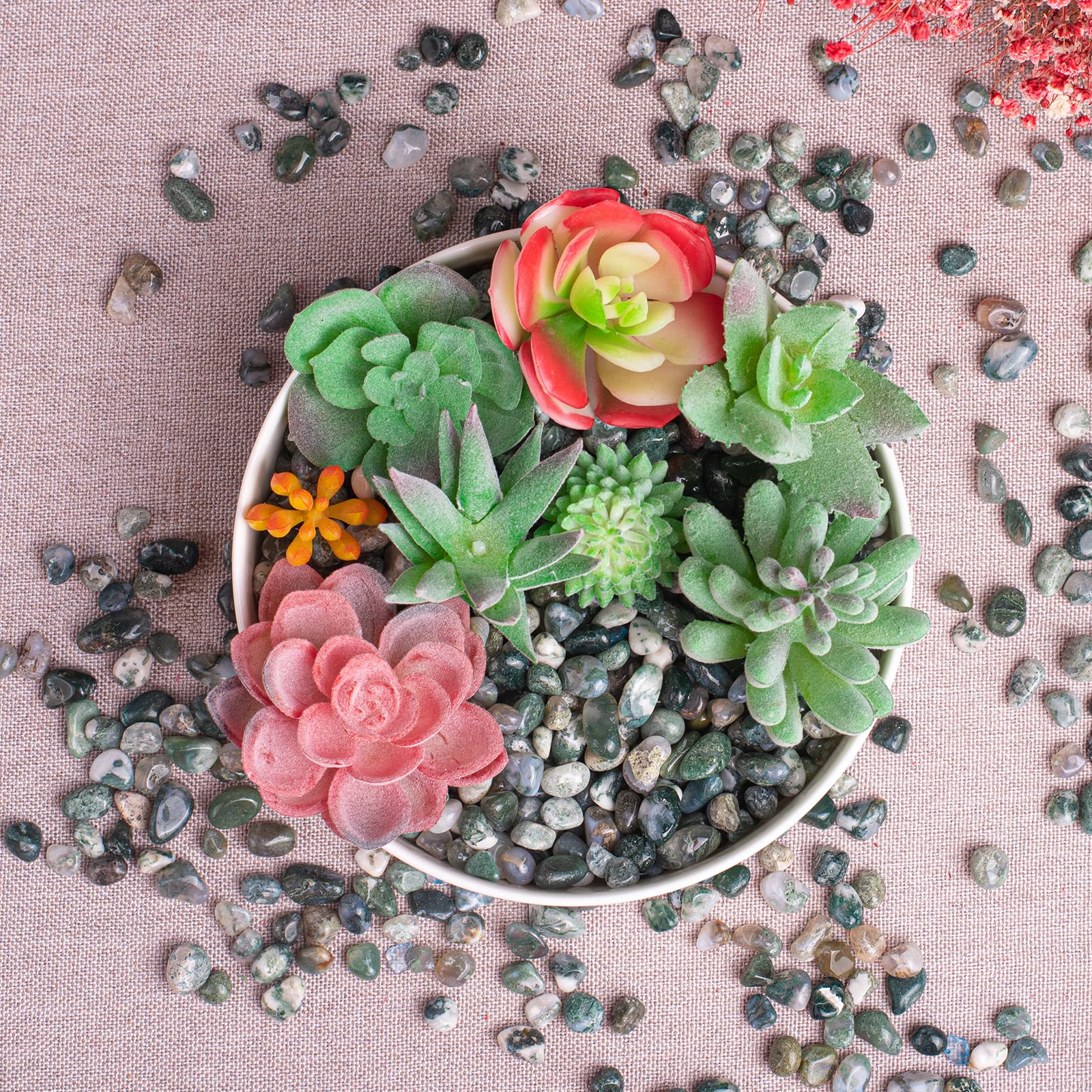 SigMntun moss agate chips for DIY crafts and resin work.