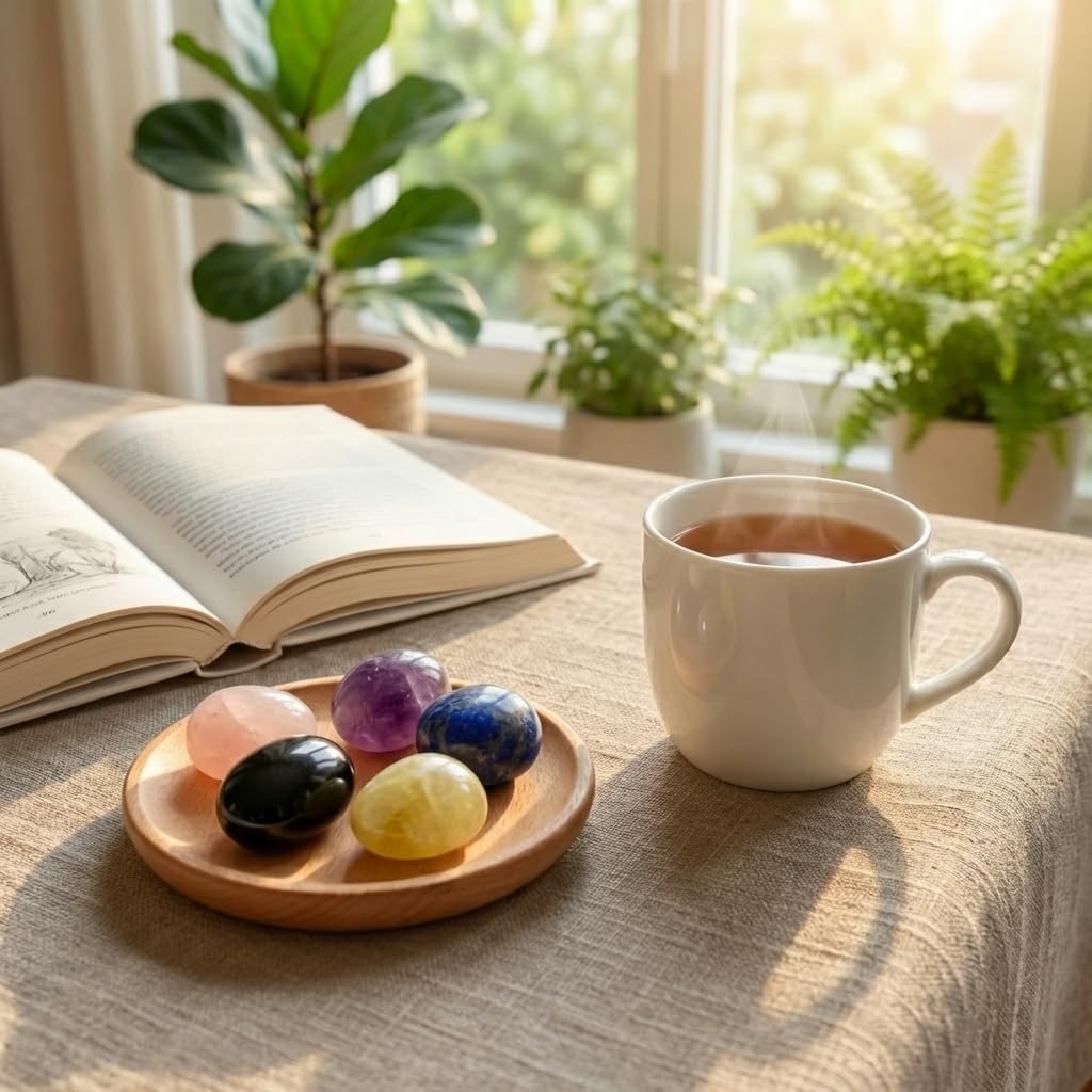 SigMntun obsidian worry stone chakra balance on a shelf