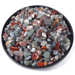 SigMntun polished Blood Jasper Chips closeup for energizing crystal displays.
