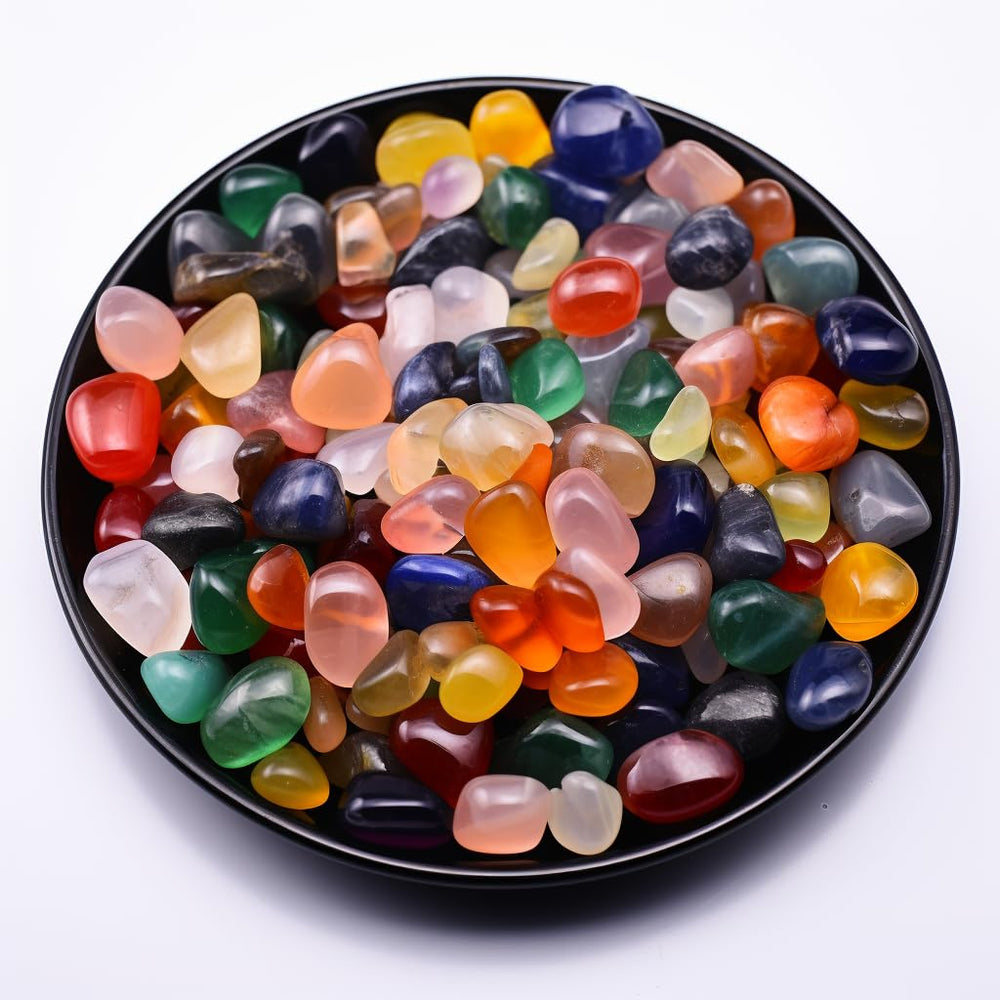 SigMntun polished colorful agate chips are shown for vibrant home decor and crafts