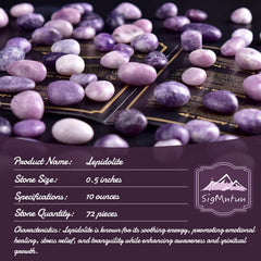 SigMntun polished Lepidolite stones with a smooth glossy finish.