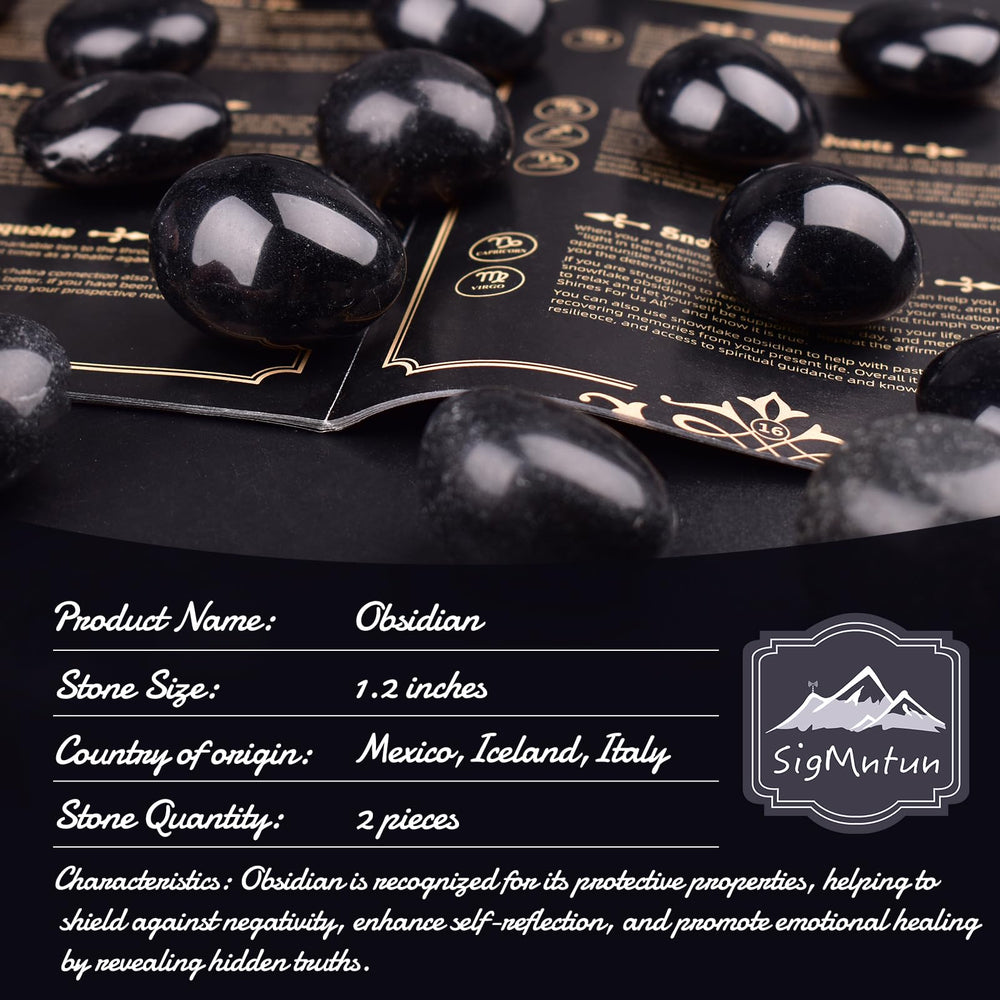 SigMntun obsidian worry stone pair in hand for grounding calm