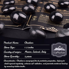 SigMntun obsidian worry stone pair in hand for grounding calm