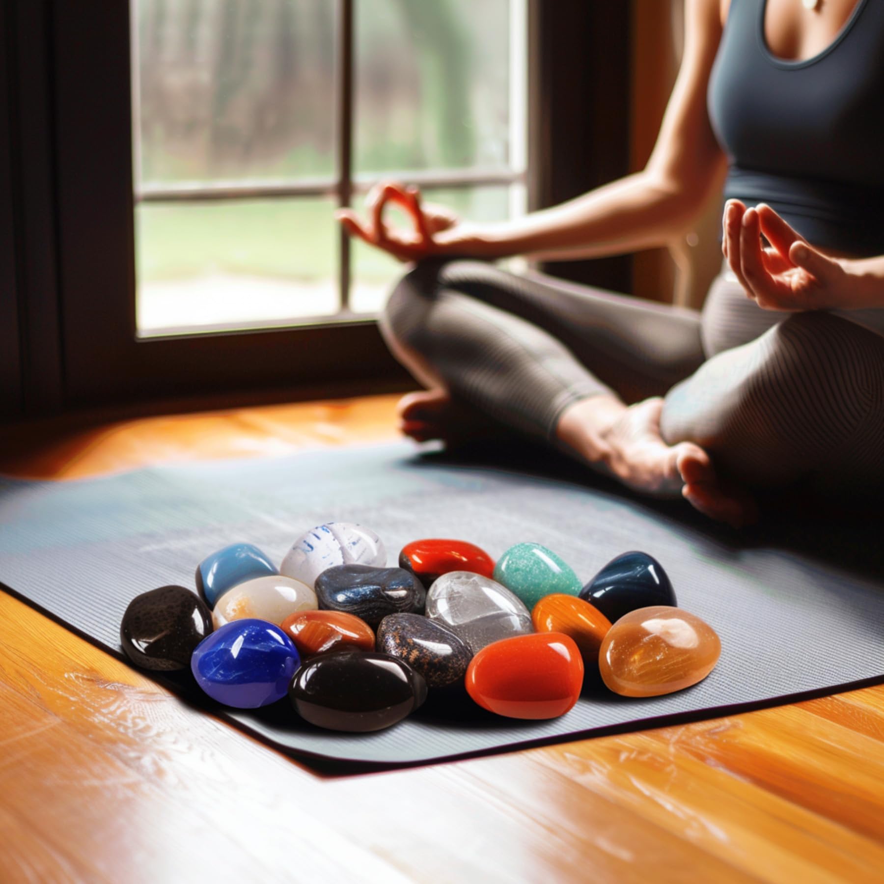 SigMntun polished stone set aventurine tumbled stones for luck and creativity