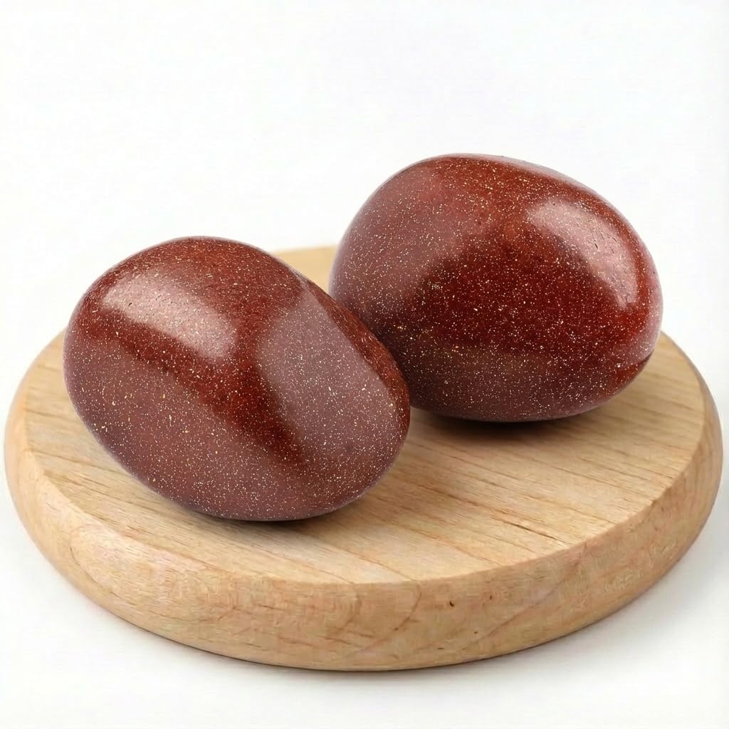 SigMntun red goldstone worry stone for calming touch and quick focus during stress