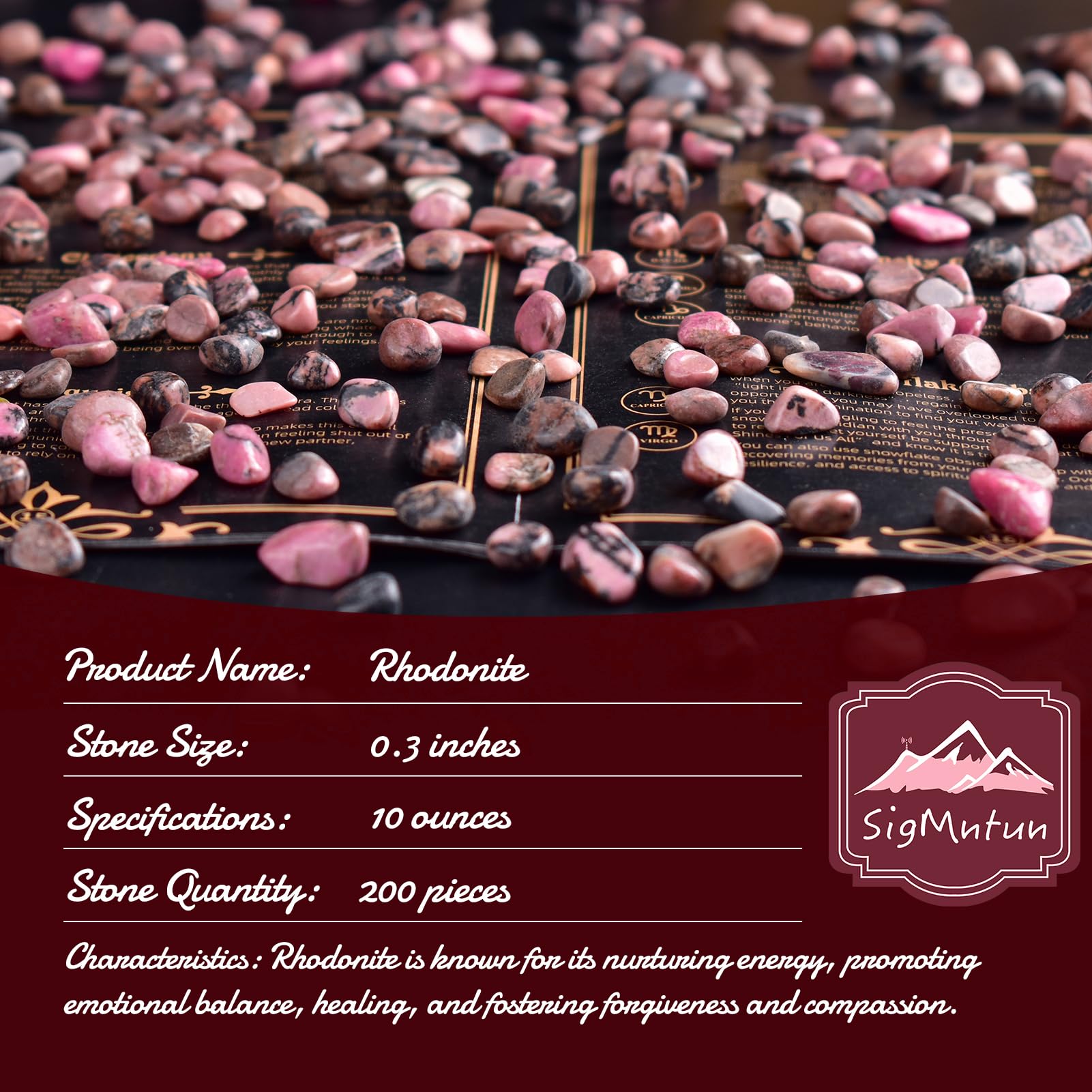 SigMntun rhodonite chips closeup polished surface for smooth handling