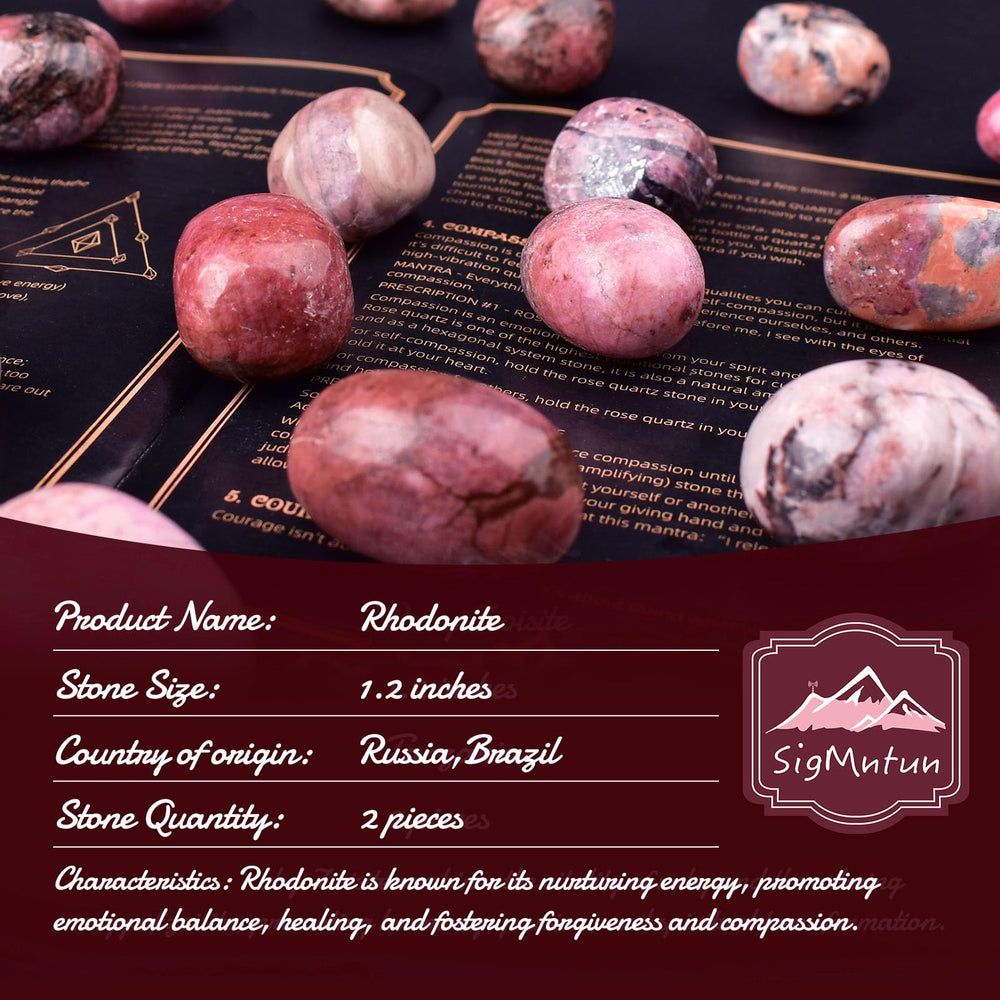 SigMntun rhodonite crystal palm stone for grounding during mindfulness