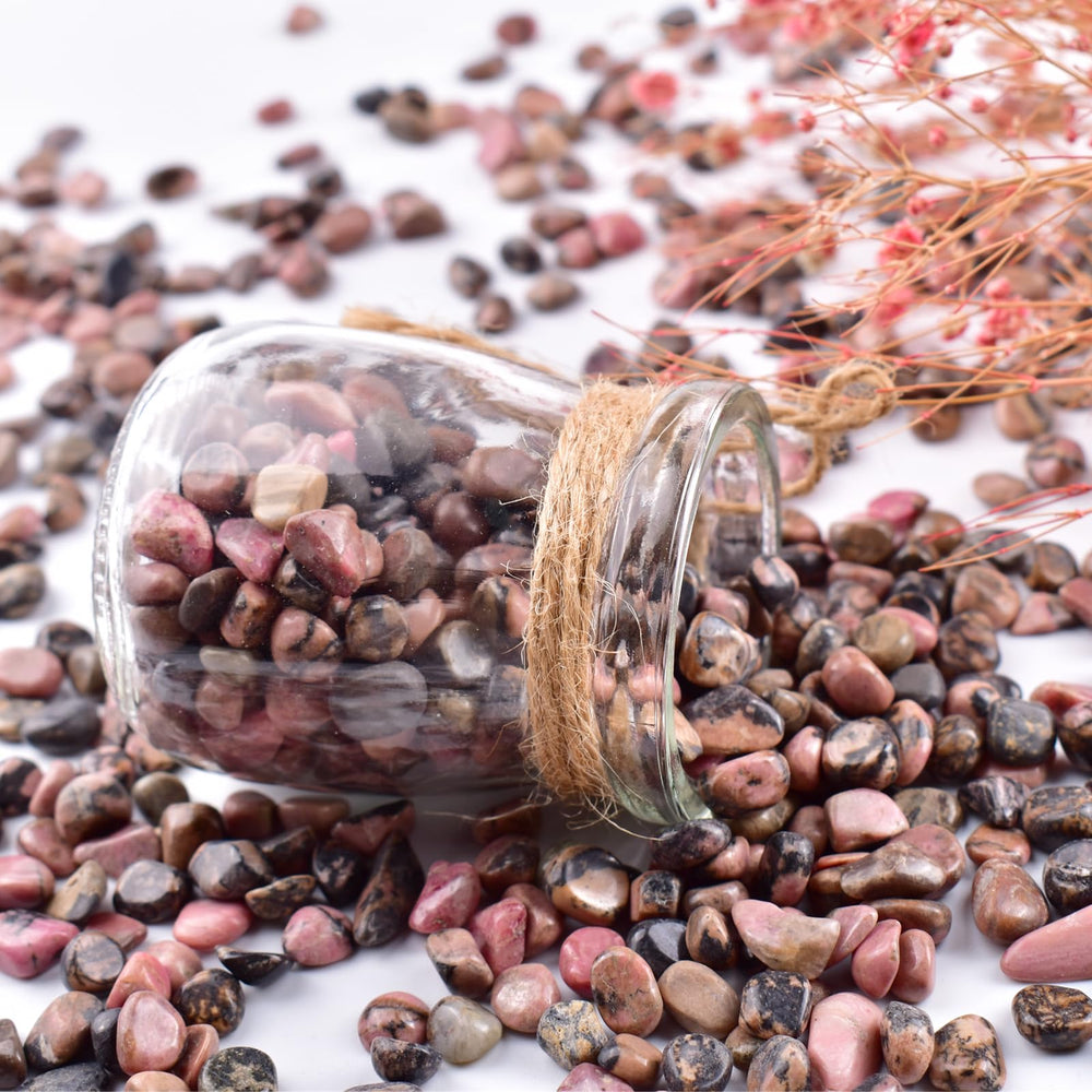 SigMntun rhodonite crystal tumbling stones for craft projects