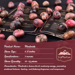 SigMntun Rhodonite handpicked tumbled crystals ideal for crystal grids and meditation.