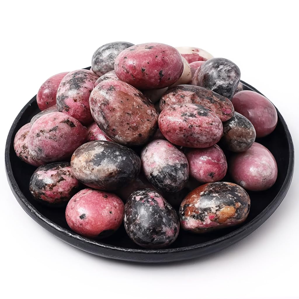 SigMntun Rhodonite polished stones set for display and calm energy in spaces.