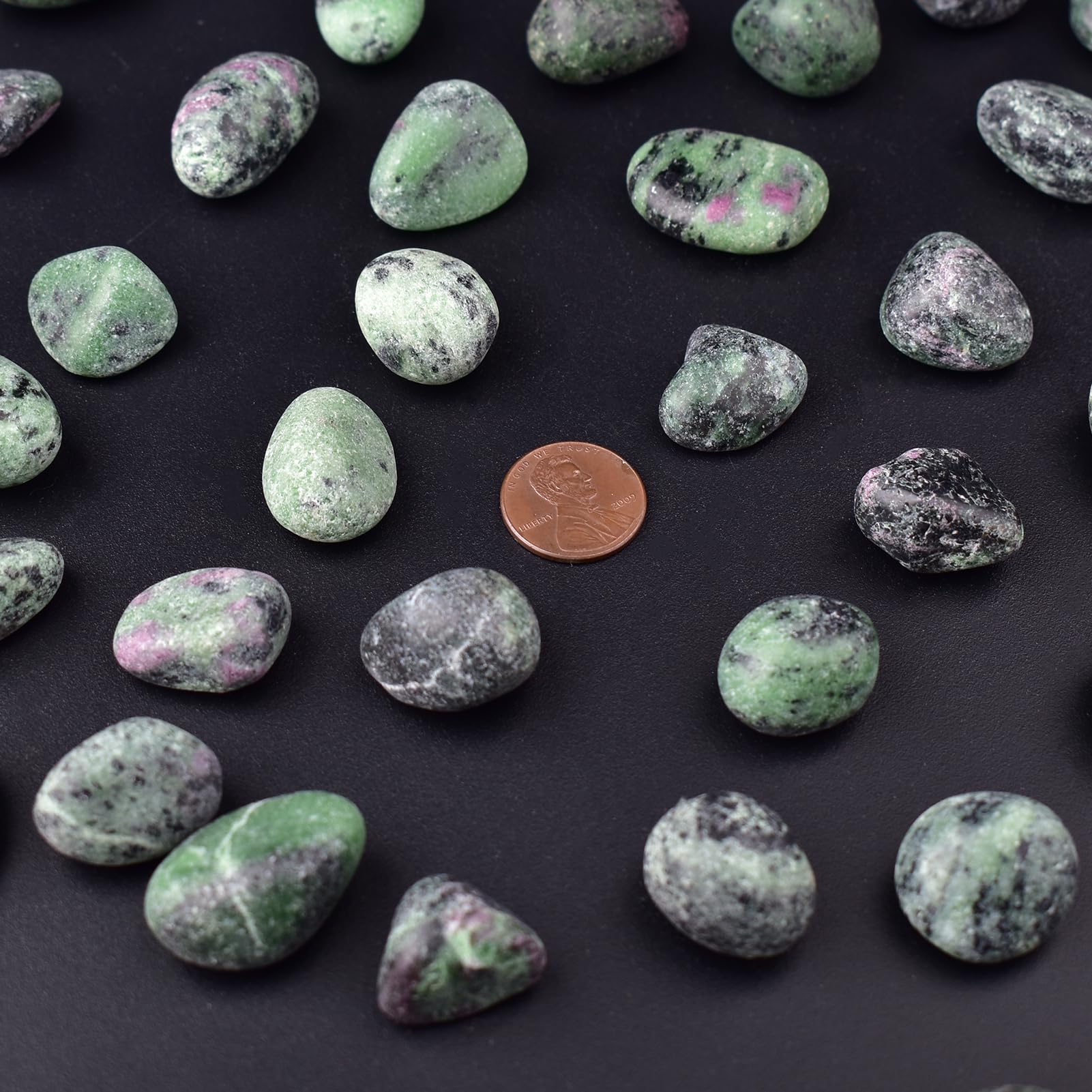 SigMntun Ruby Zoisite stones on an altar invite calm ambiance