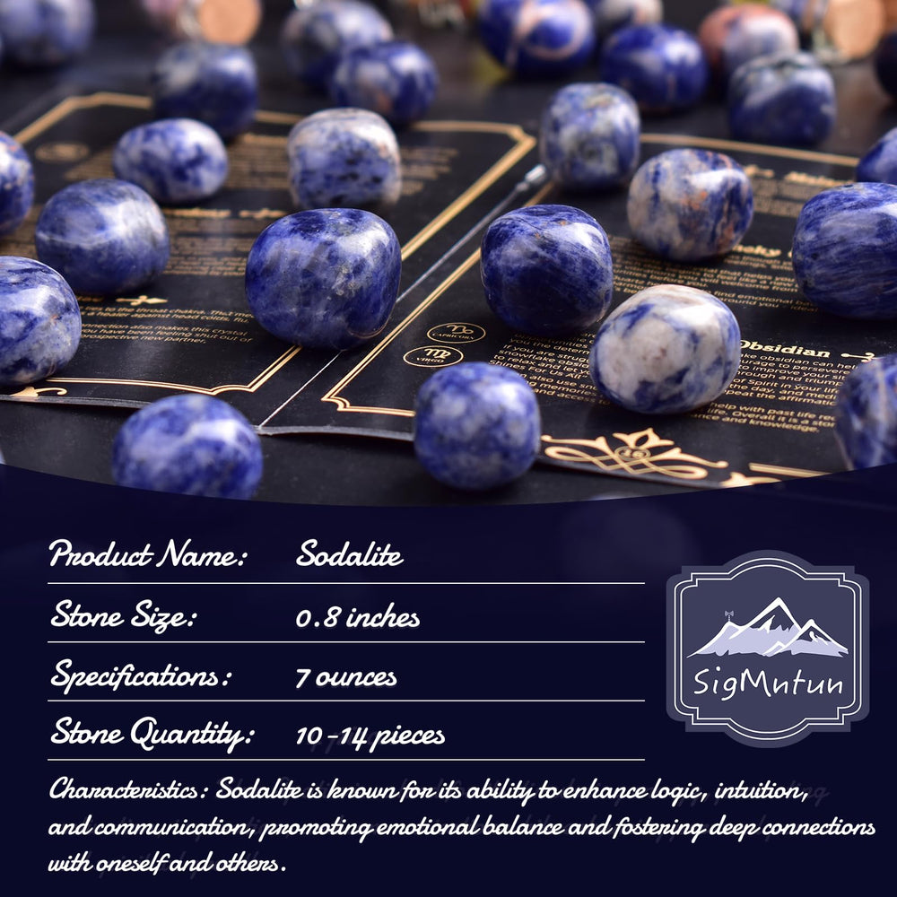 SigMntun sodalite polished stone handheld for tactile calm and energy work