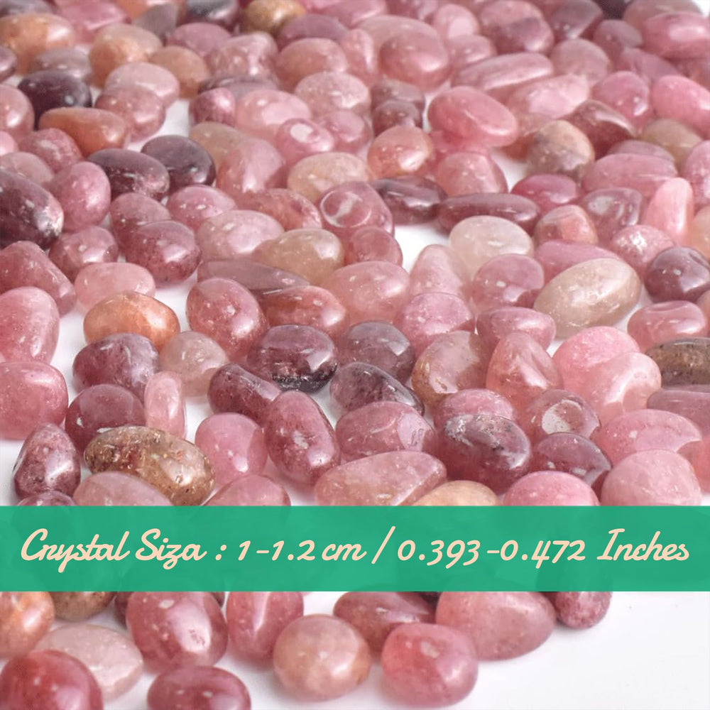 SigMntun strawberry quartz tumbling 10 oz chips for artistic designs and home décor projects.