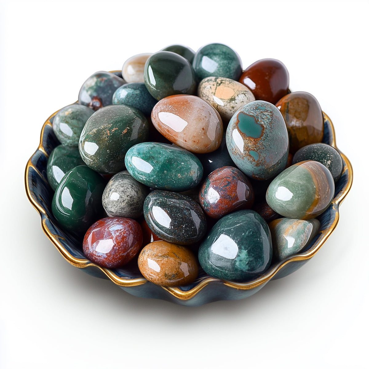 SigMntun Ocean Jasper polished stone closeup for meditative focus and aesthetic appeal.
