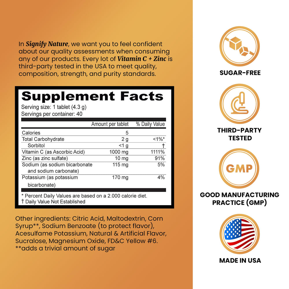 Signify Nature Vitamin C 1000mg effervescent tablets dissolving in water for immune support